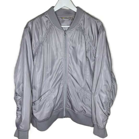 NWOT Zella Silver Gray Purple Bomber Athletic Jacket, Full Zip, Size 2x - Picture 1 of 6